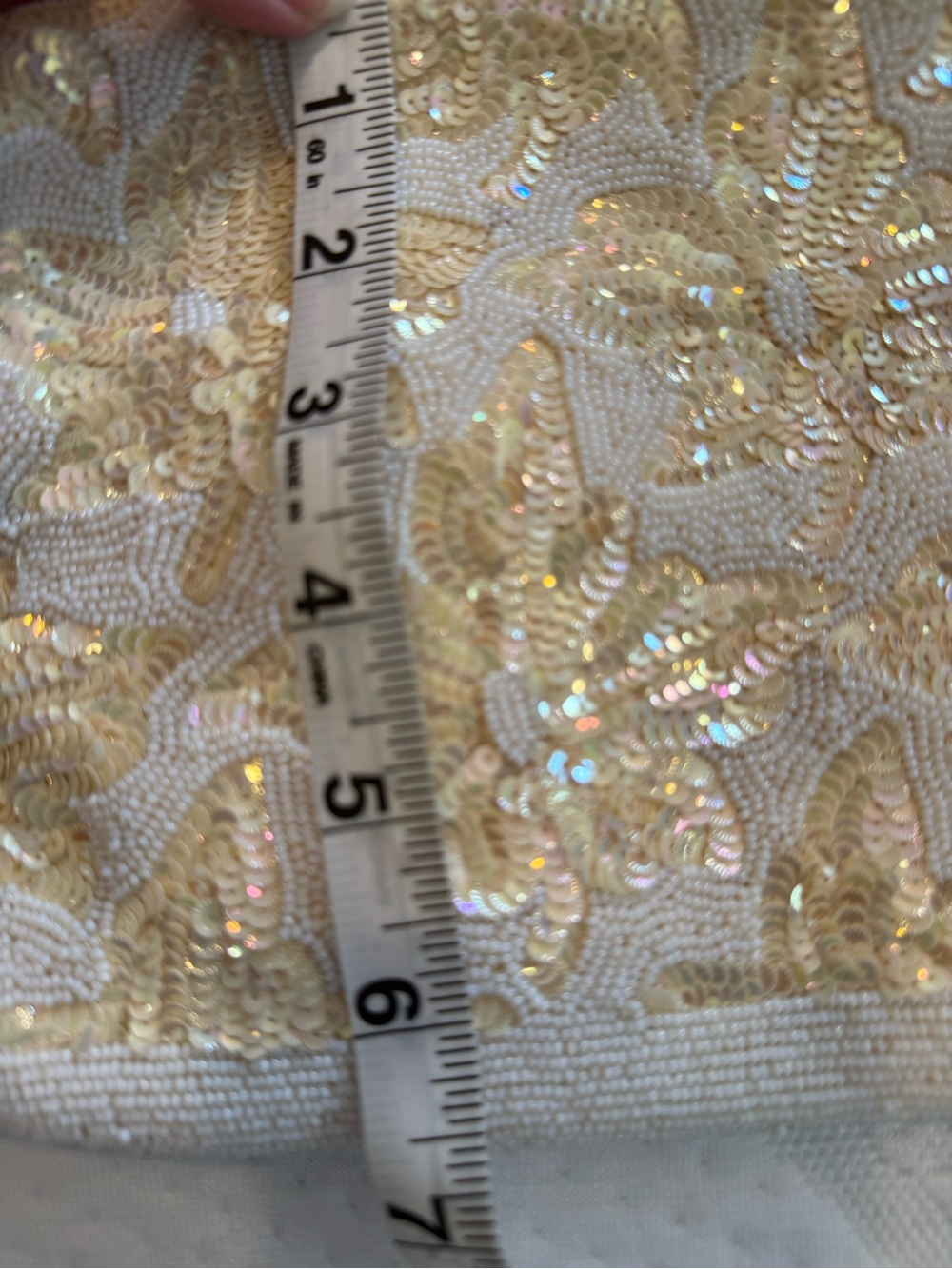 Cream and white vintage Warborg Sequin Floral Evening Clutch - Picture 3 of 13